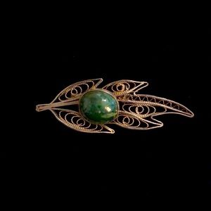 Vintage brooch filagree eilat stone made in Israel